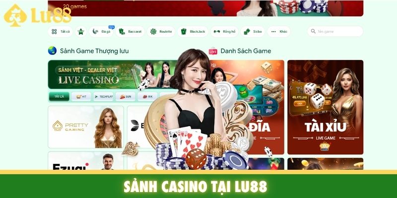 Sảnh Casino tại Lu88
